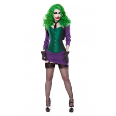 Green Silk Corset With Purple Bolero & Skirt Outfit