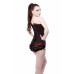 Black Cord Corset With Red Brocade & Black Boots